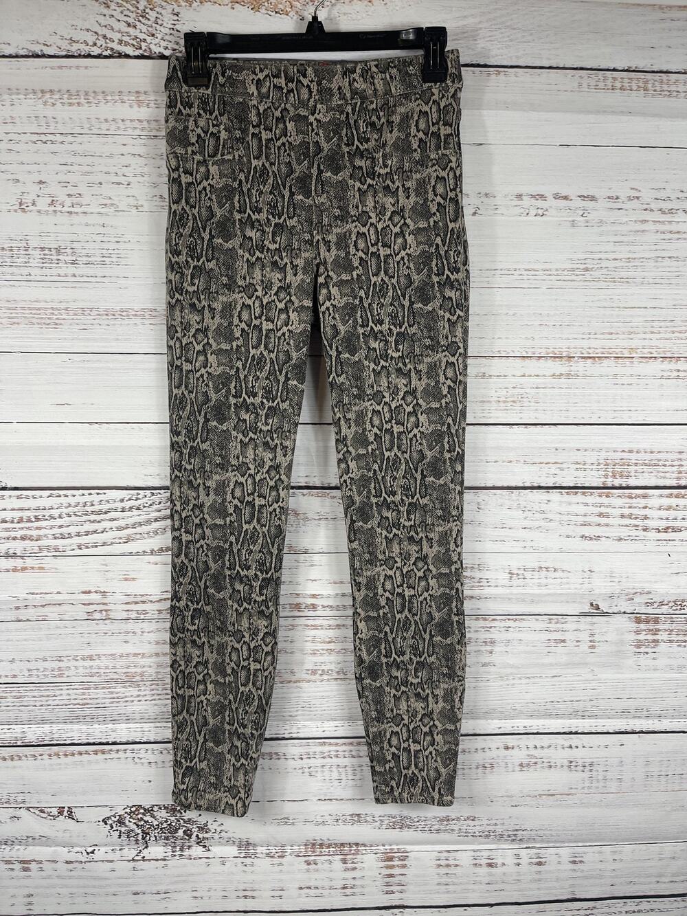 Spanx Leggings Women's Small Petite Gray Snake Print Ankle Stretch Shaping Pants